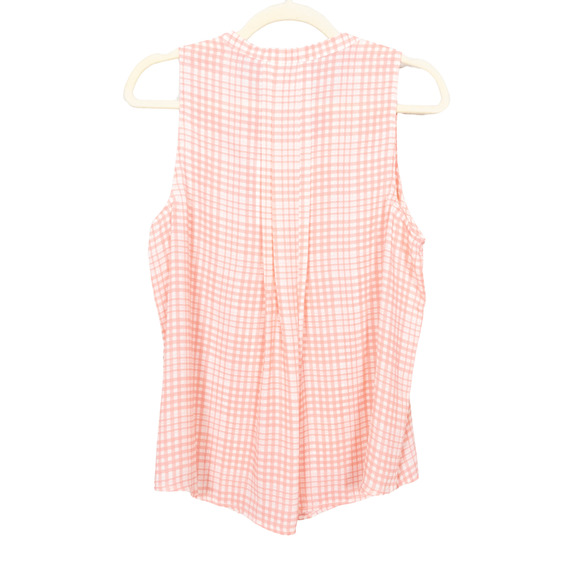41 HAWTHORN Breyson Sleeveless Blouse Pink White Gingham V-Neck Womens Petite XS - Picture 2 of 5